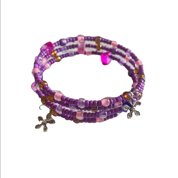 Handmade Petite Purple and Pink Wrap Bracelet - Picture 4 of 4